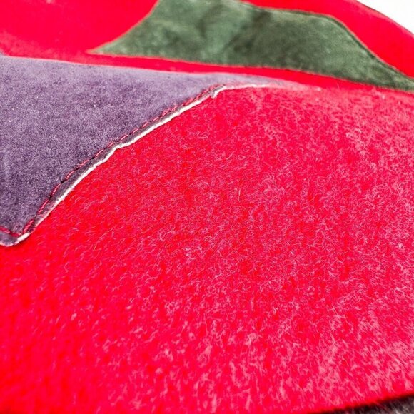 Vintage Unique Red Wool Patchwork Detail Beret main image 4